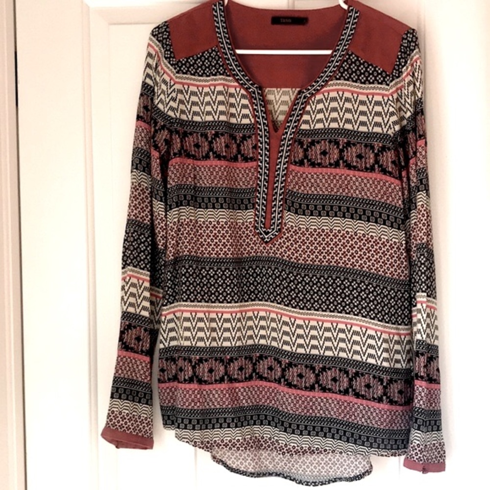 THML Long Sleeve Top Suede Trim